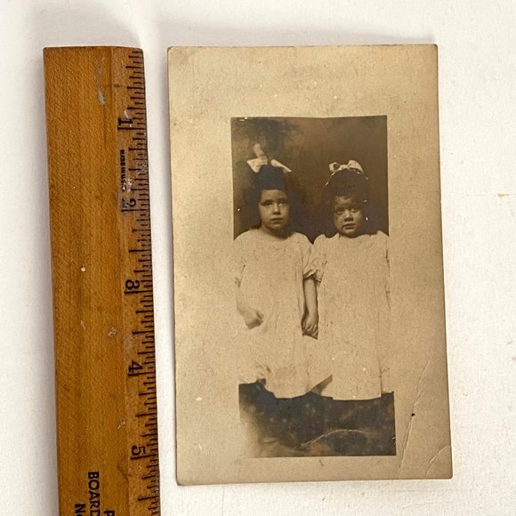 RPPC c1910 Two Young Girls Holding Hands Gel Silver AZO Divided Back Postcard - Picture 5 of 6